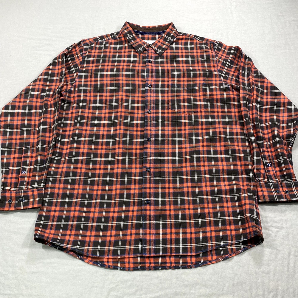 32 Bar Blues Shirt Mens XL Red Blue Plaid Flannel Button Up Casual Preppy Adult‎
